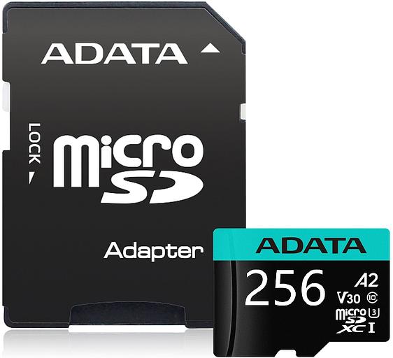 Флеш карта microSDHC 256Gb Class10 A-Data AUSDX256GUI3V30SA2-RA1 + adapter фото 2