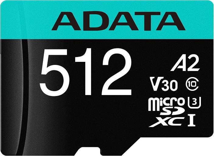 Флеш карта microSDHC 512Gb Class10 A-Data AUSDX512GUI3V30SA2-RA1 + adapter фото 1