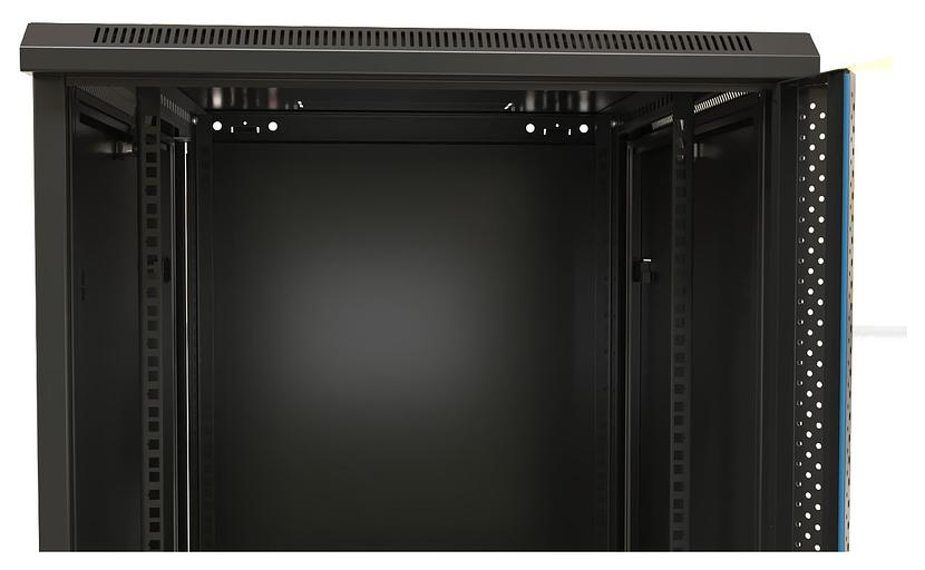 Шкаф коммутационный Hyperline (TWB-0645-SR-RAL9004) настенный 6U 600x450мм пер.дв.стал.лист 60кг черный фото 5