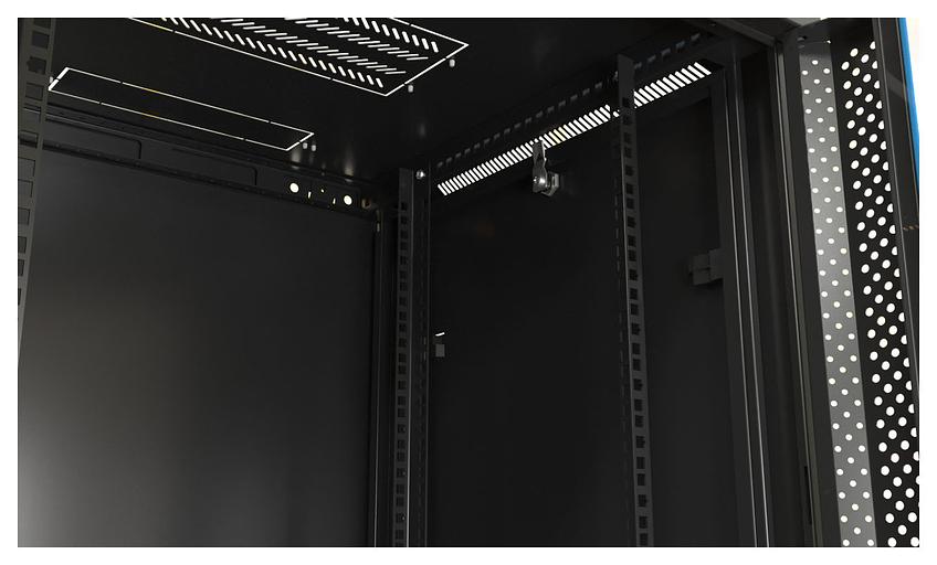 Шкаф коммутационный Hyperline (TWB-FC-2266-SR-RAL9004) настенный 22U 600x600мм пер.дв.стал.лист 60кг черный фото 2