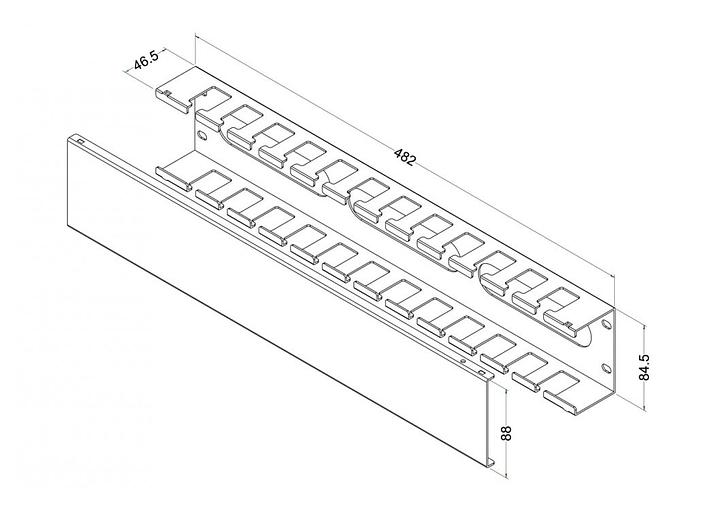 Кабельный органайзер Hyperline CM-2U-MLF-COV 2U шир.:19" глуб.:46.5мм фото 2