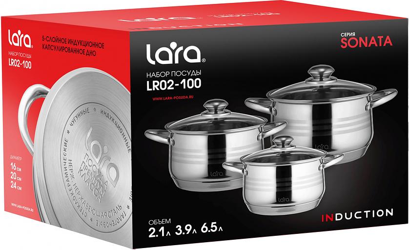 Набор кастрюль Lara Sonata 6 предметов (LR02-100) фото 4