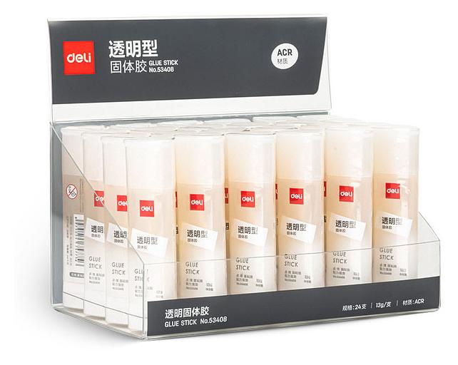 Клей-карандаш Deli 53408 13гр полимерная смесь дисплей пластиковый фото 1