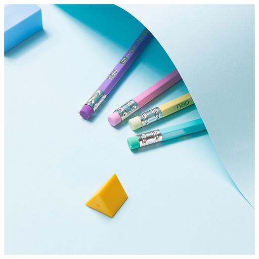 Карандаш ч/г Deli EC025-HB Macaron 2.4мм HB шестигран. липа коробка/европод. (6шт) ластик фото 4