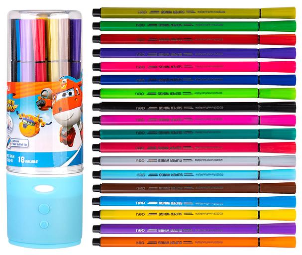 Фломастеры Deli EC150-18 Super Wings 12цв. пластиковая туба фото 2