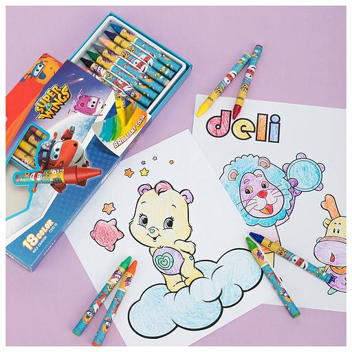 Восковые мелки Deli EC21010 Super Wings 18цв. картон.кор./европод. фото 5