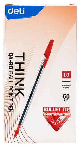 Ручка шариков. Deli Think EQ4-RD d=1мм красн. черн. фото 3