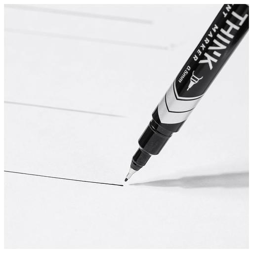 Маркер перманентный Deli EU211-BK Think двойной пиш. наконечник 0.5-1мм черный фото 3
