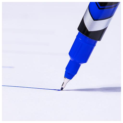 Маркер перманентный Deli EU211-BL двойной пиш. наконечник 0.5-1мм синий фото 3