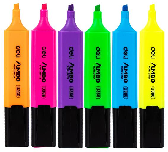 Набор текстовыделителей Deli EU366-MT Jumbo скошенный пиш. наконечник 1-5мм 6цв. ассорти пакет с европодвесом (6шт.) фото 2