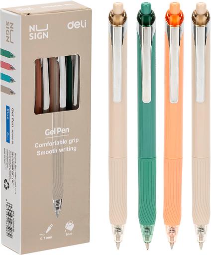 Ручка гелев. автоматическая Deli Nusign ENS666-BL ассорти черн. черн. линия 0.7мм резин. манжета фото 1