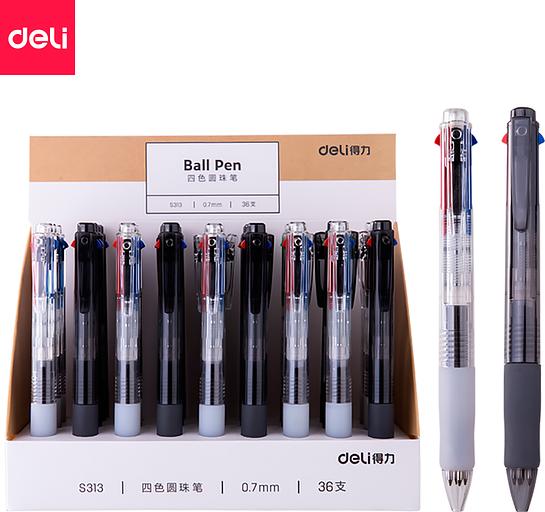 Ручка шариков. автоматическая Deli S313 ассорти ассор. черн. линия 0.7мм резин. манжета фото 4