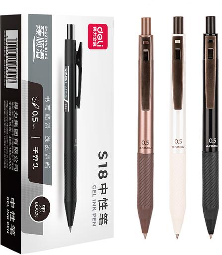 Ручка гелев. автоматическая Deli S18-BK черн черн. черн. линия 0.5мм резин. манжета фото 1