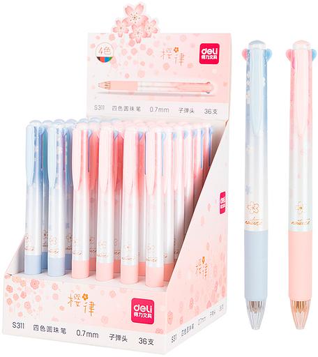 Ручка шариков. автоматическая Deli S311 ассорти ассор. черн. линия 0.7мм резин. манжета фото 1