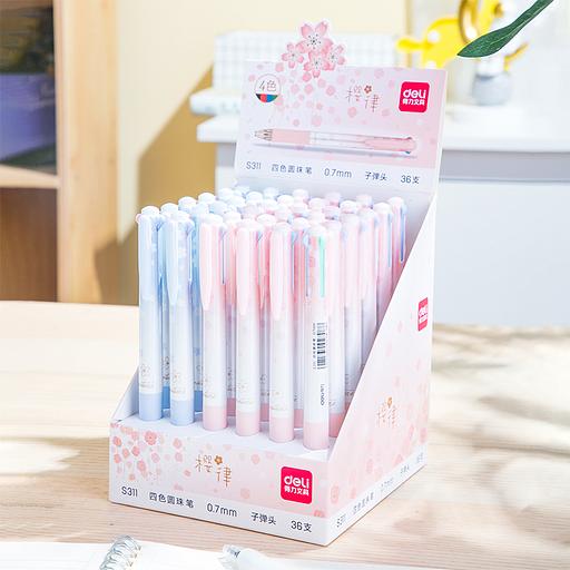 Ручка шариков. автоматическая Deli S311 ассорти ассор. черн. линия 0.7мм резин. манжета фото 4