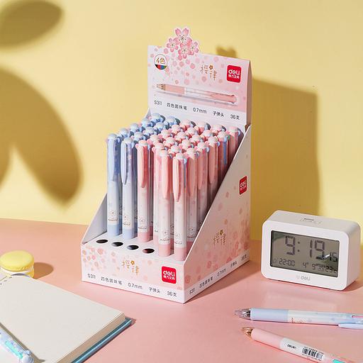 Ручка шариков. автоматическая Deli S311 ассорти ассор. черн. линия 0.7мм резин. манжета фото 7