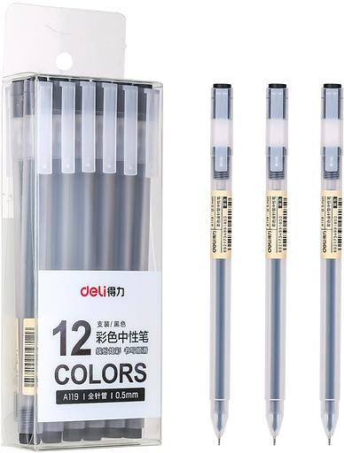 Ручка гелев. Deli A119-BK прозрачный черн. черн. линия 0.5мм фото 1