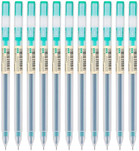 Ручка гелев. Deli A119-GN прозрачный зел. черн. линия 0.5мм фото 3