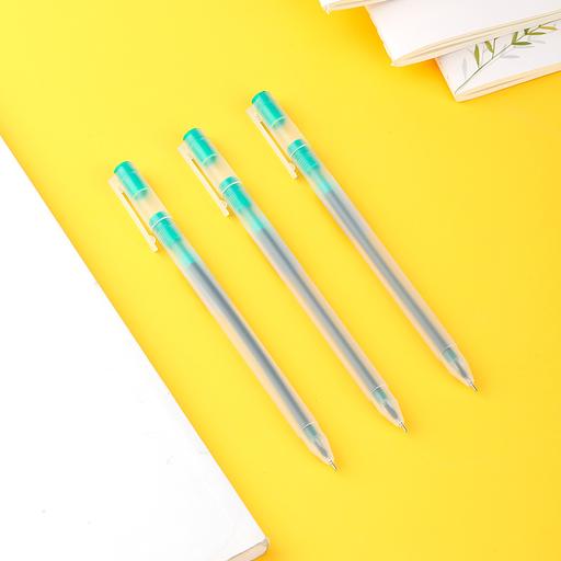 Ручка гелев. Deli A119-GN прозрачный зел. черн. линия 0.5мм фото 5