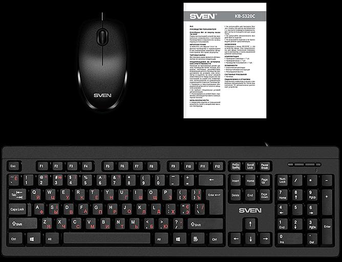 Набор клавиатура+мышь SVEN KB-S320C черный (104 кл., 1000DPI, 2+1кл.) Sven SV-020613 фото 10