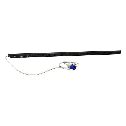 Hyperline SHE-20IEC-4BIEC-B-3PVB Блок розеток, вертикальный, 20 розеток IEC320 C13, 4 розетки IEC320 C19, автоматич. выключатель, кабель питания 3м (3х4.0мм2) с вилкой IEC 60309 32А (2х16A) (2P+E), 250В, 1556x44.4x44.4мм (ДхШхВ), корпус алюминий, черный фото 3