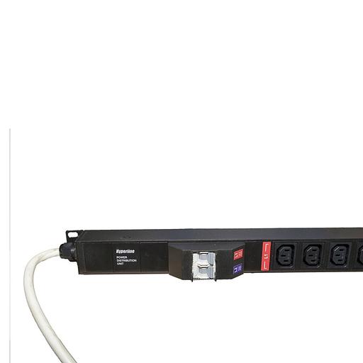 Hyperline SHE-20IEC-4BIEC-B-3PVB Блок розеток, вертикальный, 20 розеток IEC320 C13, 4 розетки IEC320 C19, автоматич. выключатель, кабель питания 3м (3х4.0мм2) с вилкой IEC 60309 32А (2х16A) (2P+E), 250В, 1556x44.4x44.4мм (ДхШхВ), корпус алюминий, черный фото 5