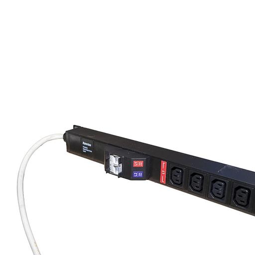 Hyperline SHE-20IEC-4BIEC-B-3PVB Блок розеток, вертикальный, 20 розеток IEC320 C13, 4 розетки IEC320 C19, автоматич. выключатель, кабель питания 3м (3х4.0мм2) с вилкой IEC 60309 32А (2х16A) (2P+E), 250В, 1556x44.4x44.4мм (ДхШхВ), корпус алюминий, черный фото 7