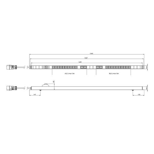 Hyperline SHE-20IEC-4BIEC-B-3PVB Блок розеток, вертикальный, 20 розеток IEC320 C13, 4 розетки IEC320 C19, автоматич. выключатель, кабель питания 3м (3х4.0мм2) с вилкой IEC 60309 32А (2х16A) (2P+E), 250В, 1556x44.4x44.4мм (ДхШхВ), корпус алюминий, черный фото 10