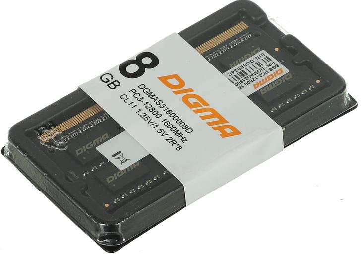 Память DDR3 8Gb 1600MHz Digma DGMAS31600008D RTL PC3-12800 CL11 SO-DIMM 204-pin 1.5В dual rank фото 3