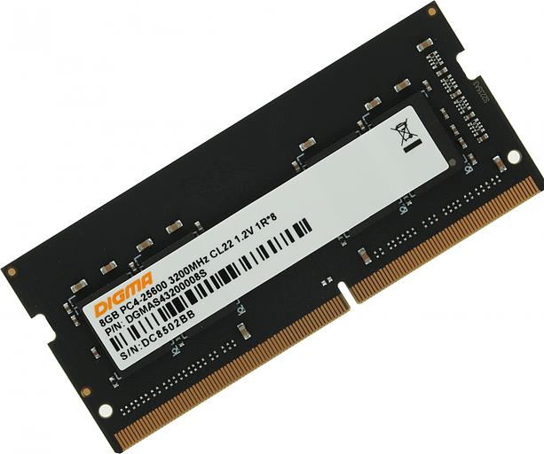 Память DDR4 8Gb 3200MHz Digma DGMAS43200008S RTL PC4-25600 CL22 SO-DIMM 260-pin 1.2В single rank фото 3
