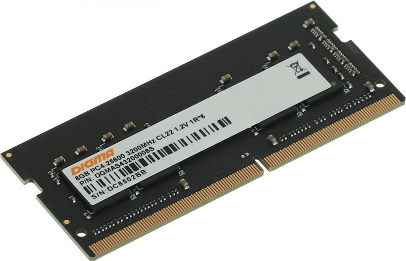 Память DDR4 8Gb 3200MHz Digma DGMAS43200008S RTL PC4-25600 CL22 SO-DIMM 260-pin 1.2В single rank фото 4