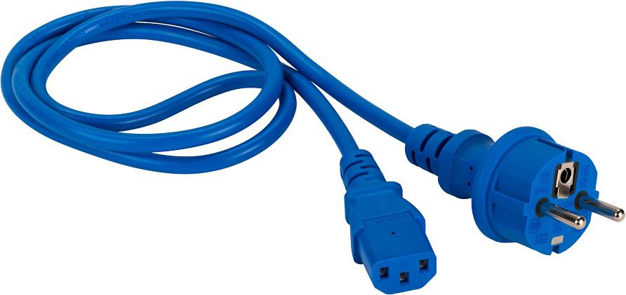 Кабель Lanmaster LAN-PP13/SH-0.5-BL C13-Schuko проводник.:3x0.75мм2 0.5м 220В 10А (упак.:1шт) синий фото 1