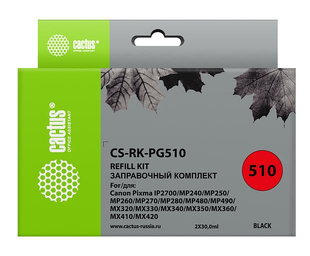 Заправочный набор Cactus CS-RK-PG510 черный 2x30мл для Canon MP240/ MP250/MP260 фото 1