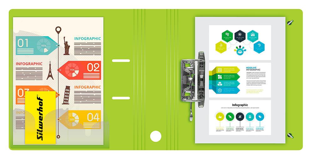 Папка-регистратор Silwerhof 355051 A4 70мм полифом салатовый фото 4