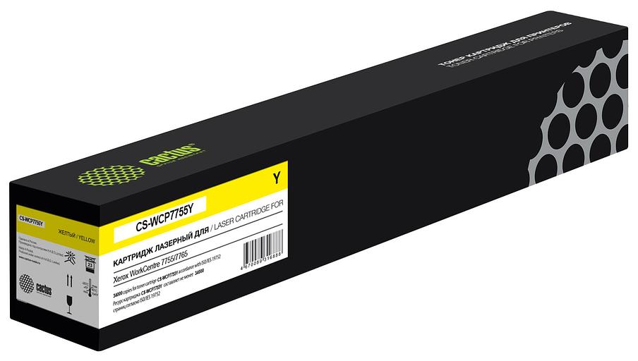 Картридж лазерный Cactus CS-WCP7755Y 006R1406 желтый (34000стр.) для Xerox WC7755/7765/77752 фото 1