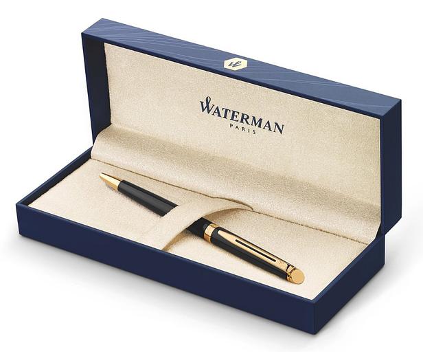 Ручка шариков. Waterman Hemisphere (CWS0920770) Matte Black GT M син. черн. подар.кор. фото 4