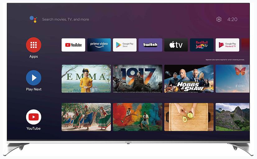Телевизор QLED Hyundai 65" H-LED65QBU7500 Android TV Frameless черный 4K Ultra HD 60Hz DVB-T DVB-T2 DVB-C DVB-S DVB-S2 USB WiFi Smart TV фото 1