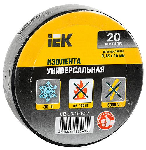Изолента IEK ш.15мм 20м черный (упак.:1шт) (UIZ-13-10-K02) фото 1