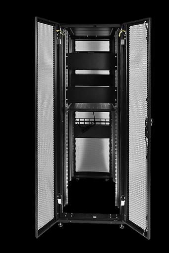 Шкаф серверный ПРОФ напольный 42U (600x1000) дверь перфор., задние двойные перфор., черный, в сборе (ШТК-СП-42.6.10-48АА-9005) фото 2