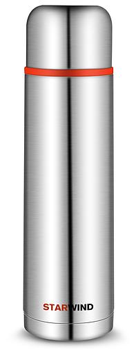 Термос Starwind 10-1000 1л. серебристый/красный картонная коробка фото 1