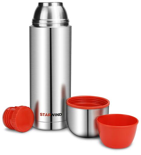 Термос Starwind 20-1000 1л. серебристый/красный картонная коробка фото 7