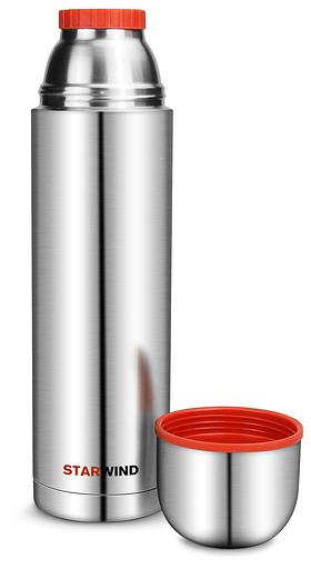 Термос Starwind 20-1200 1.2л. серебристый/красный картонная коробка фото 2