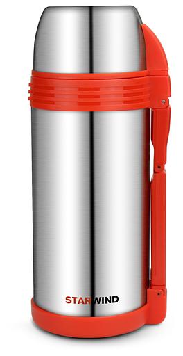 Термос Starwind 30-1500 1.5л. серебристый/красный картонная коробка фото 1
