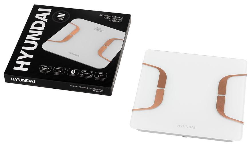 Весы напольные электронные Hyundai H-BS03871 макс.180кг белый фото 8