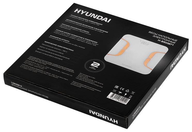 Весы напольные электронные Hyundai H-BS03871 макс.180кг белый фото 9