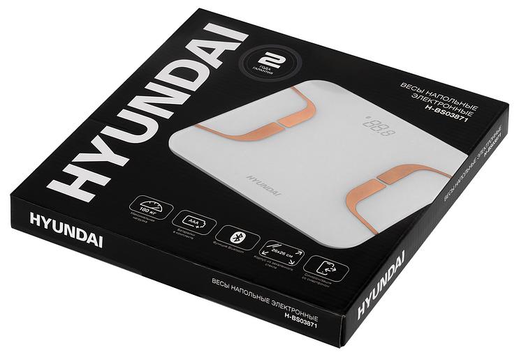Весы напольные электронные Hyundai H-BS03871 макс.180кг белый фото 10