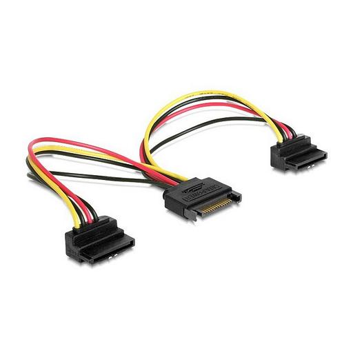Кабель питания SATA Cablexpert CC-SATAM2F-02 15см, 15pin (M)/2x15pin(F) на 2 SATA устр, угл. разъем (086608) фото 1