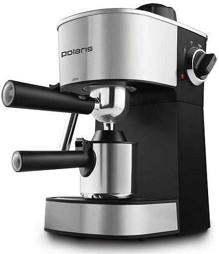 Кофеварка рожковая Polaris PCM 4008AL 800Вт нержавеющая сталь/черный фото 1
