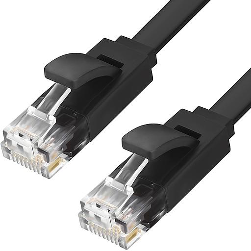 GCR Патч-корд 5.0m, кат.6, PROF, плоский,прямой, UTP, медь, черный, 30 AWG, ethernet high speed 10 Гбит/с, RJ45, T568B (GCR-LNC616-5.0m) фото 1