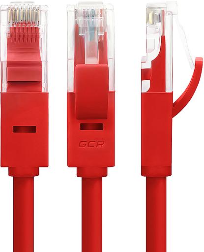 GCR Патч-корд 10.0m, кат.5e, прямой, UTP, красный, позолоченные контакты, 24 AWG, литой, ethernet high speed 1 Гбит/с, RJ45, T568B (GCR-LNC04-10.0m) фото 4
